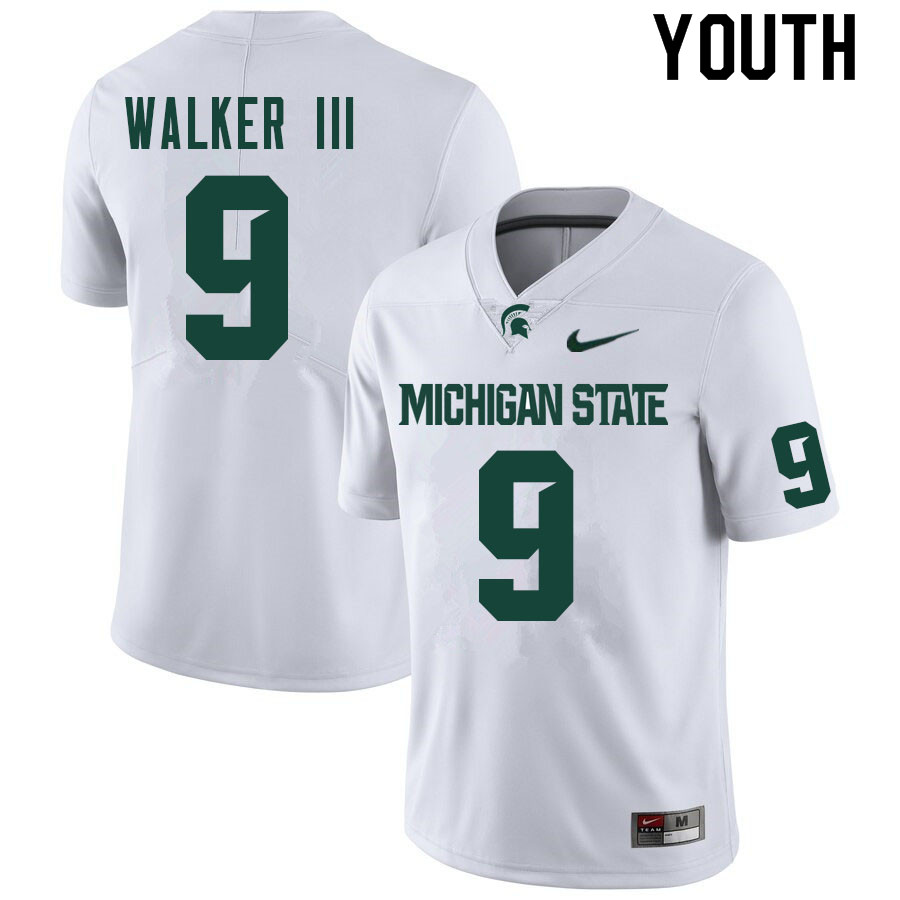 Youth #9 Kenneth Walker III Michigan State Spartans College Football Jerseys Sale-White